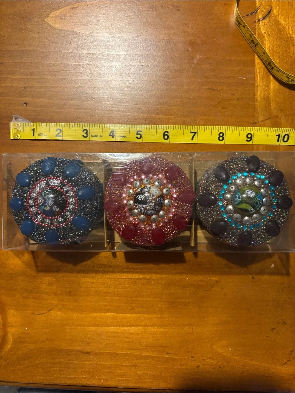 Set of 3 Pier 1 Beaded Tin Trinket boxes. NIB